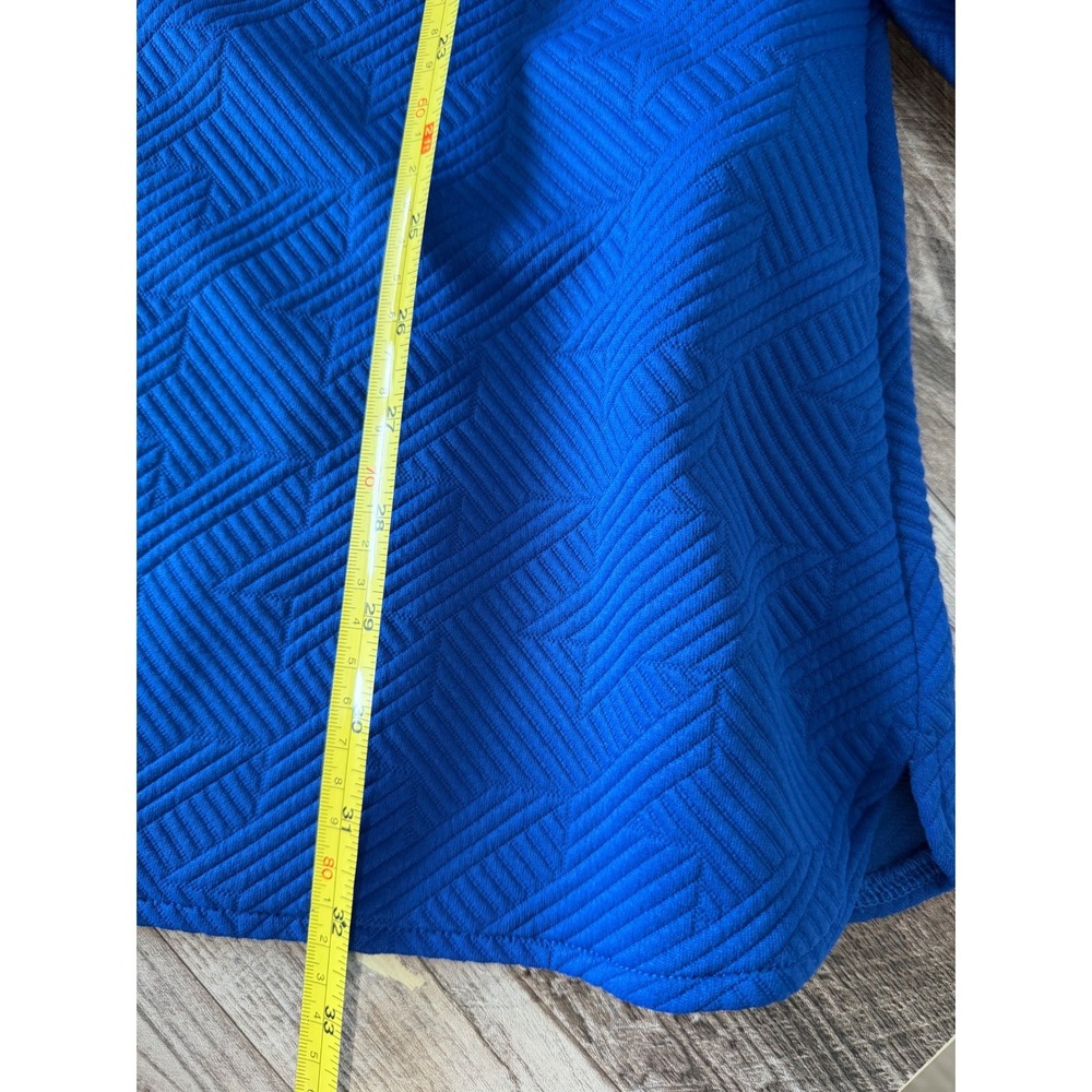 Quarter Zip Dress Large Royal Blue Textured Geometric Retro - Picture 5 of 6